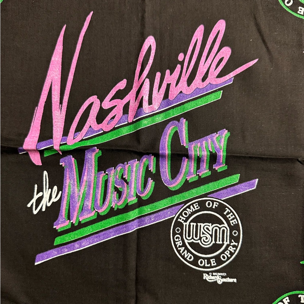 Vintage Nashville Bandana / Handkerchief / Scarf